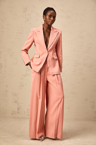 Zoé Embroidered Cut-Out Blazer and Trouser Set — Pink
