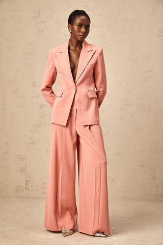 Zoé Embroidered Cut-Out Blazer and Trouser Set — Pink