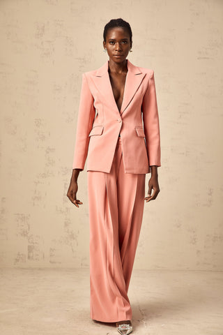 Zoé Embroidered Cut-Out Blazer and Trouser Set — Pink