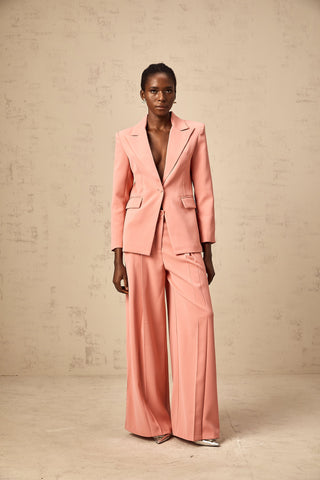 Zoé Embroidered Cut-Out Blazer and Trouser Set — Pink