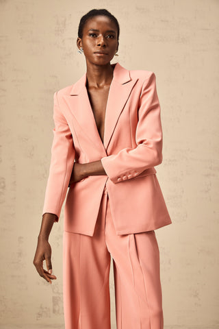 Zoé Embroidered Cut-Out Blazer and Trouser Set — Pink