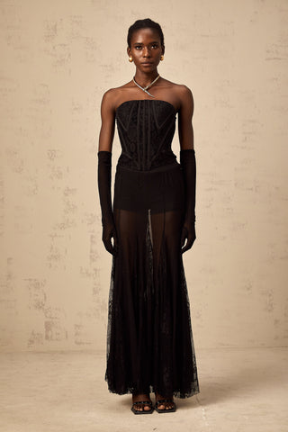 Violaine Lace Corset, Skirt & Gloves Ensemble