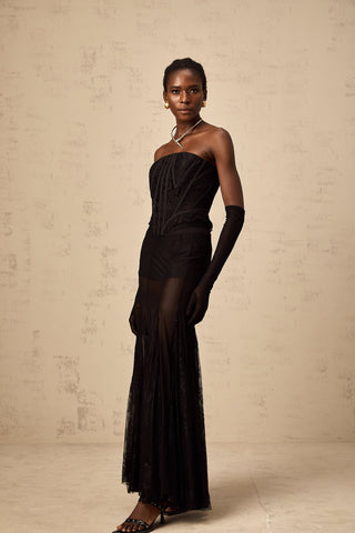 Violaine Lace Corset, Skirt & Gloves Ensemble