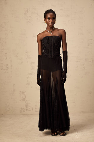 Violaine Lace Corset, Skirt & Gloves Ensemble