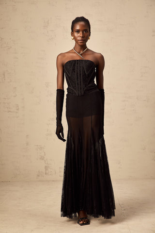 Violaine Lace Corset, Skirt & Gloves Ensemble