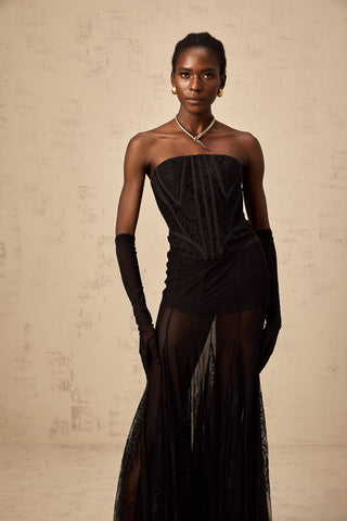 Violaine Lace Corset, Skirt & Gloves Ensemble