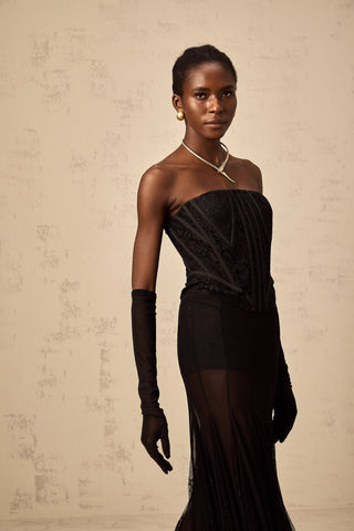 Violaine Lace Corset, Skirt & Gloves Ensemble