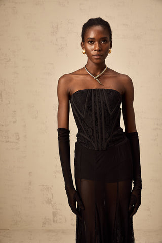 Violaine Lace Corset, Skirt & Gloves Ensemble