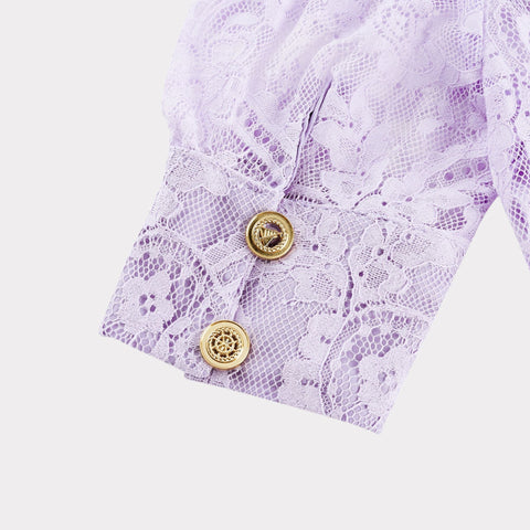 Lisette Lace Embroidery Top and Skirt Set — Purple