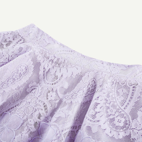 Lisette Lace Embroidery Top and Skirt Set — Purple