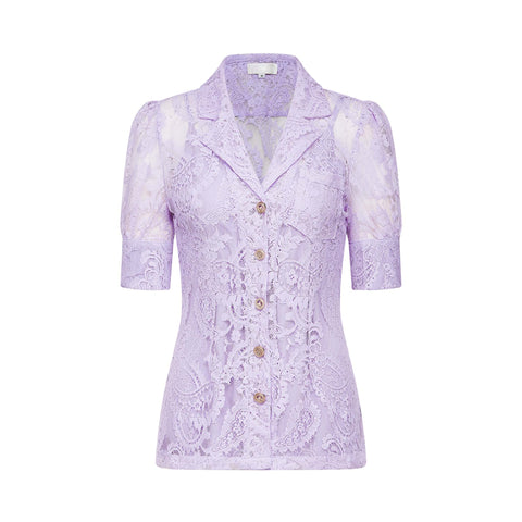 Lisette Lace Embroidery Top and Skirt Set — Purple