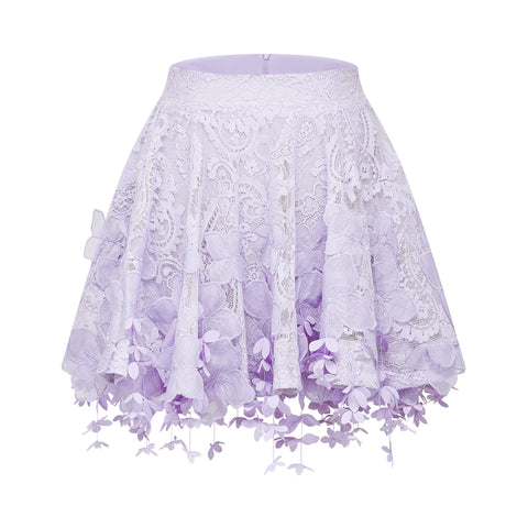 Lisette Lace Embroidery Top and Skirt Set — Purple