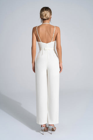 Matilda Sequin-Embellished Jumpsuit — White