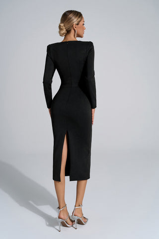 Aylin Sequin Midi Gown — Black