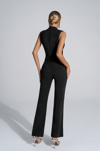 Elliot Beaded Diamond Jumpsuit — Black