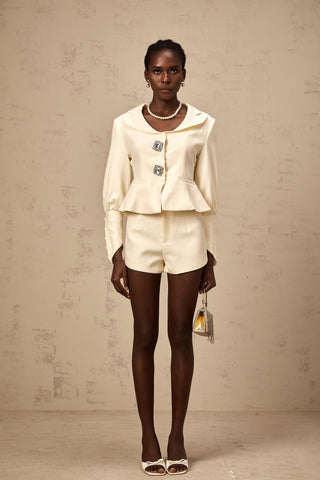Iselin Crystal-Studded Jacket and Shorts Set