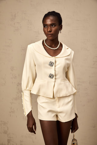 Iselin Crystal-Studded Jacket and Shorts Set