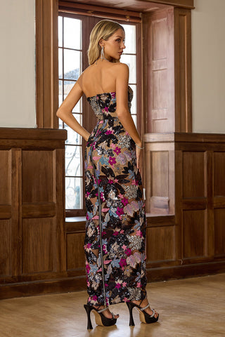 Leanna Floral Embroidered Maxi Dress — Dark Purple