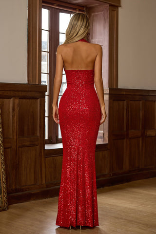 Polly Sequin Maxi Dress — Red