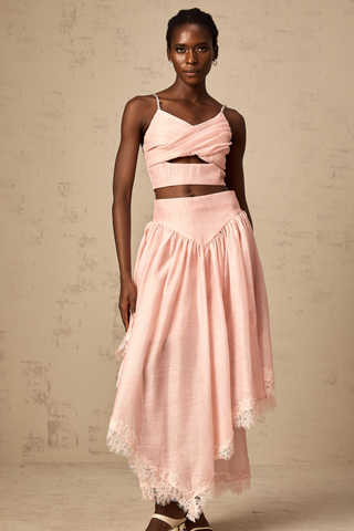 Tamara Ruffled Top and Skirt Set — Pink