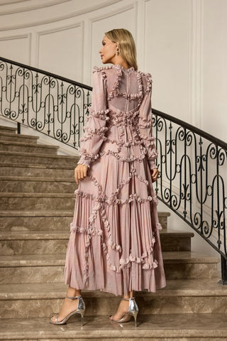 Macie Long-Sleeve Maxi Gown — Pink