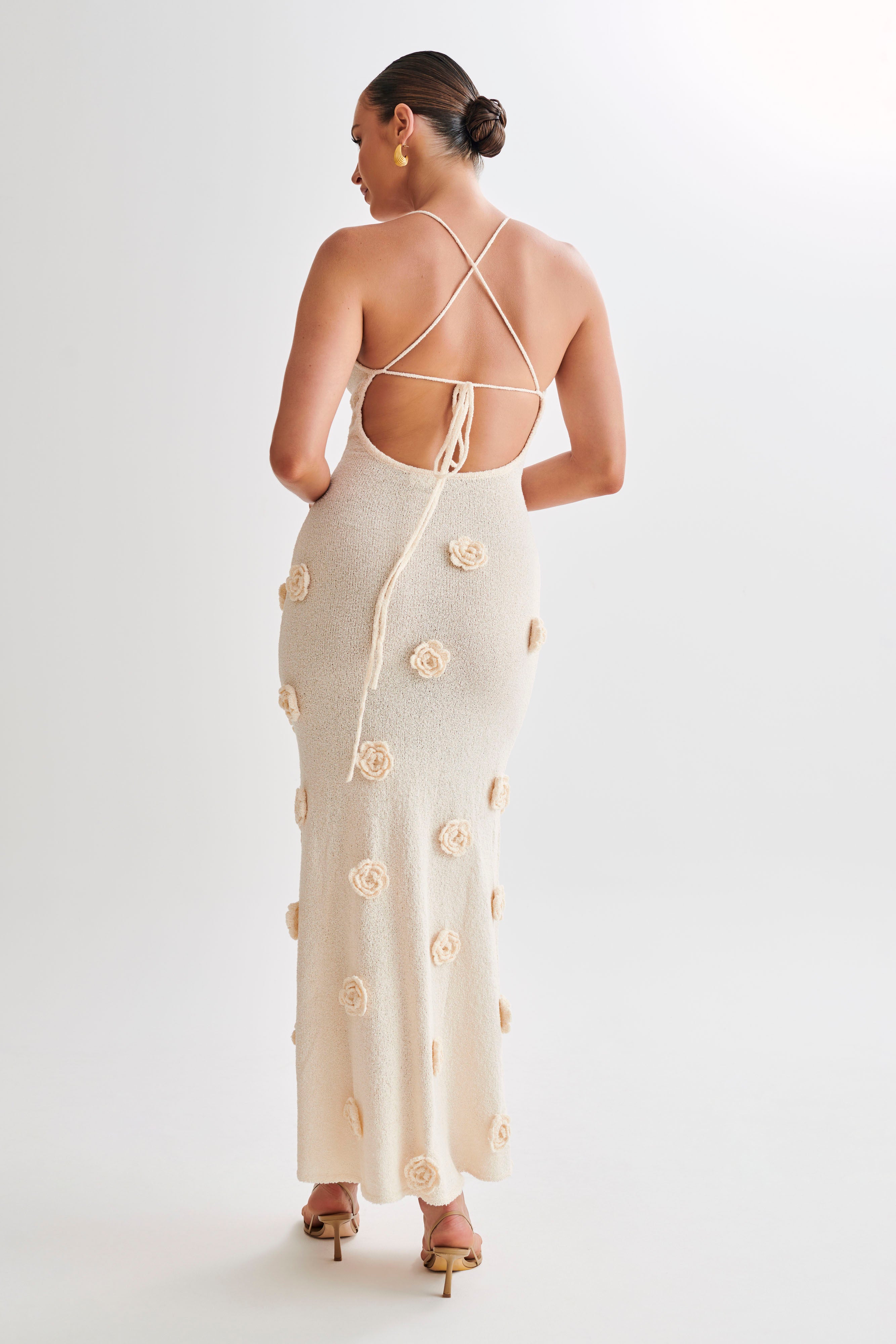Suki Crochet Maxi Dress with Floral Appliqué, Cuavan