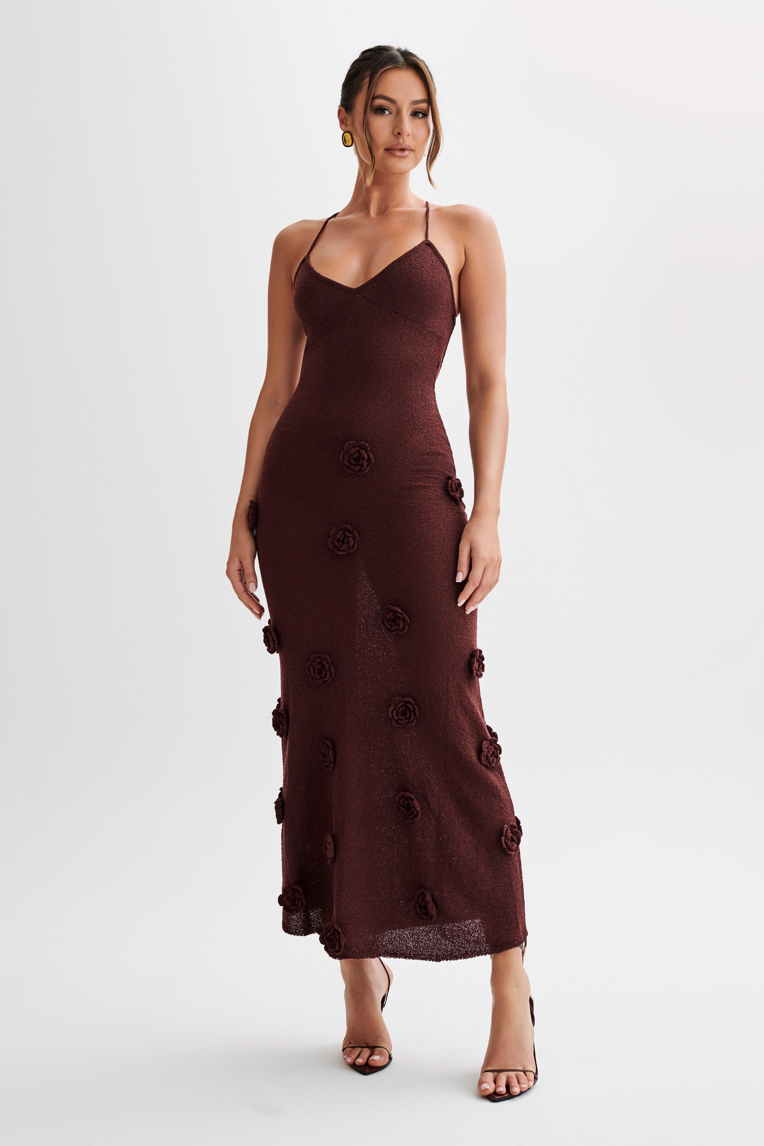 Suki Crochet Maxi Dress with Floral Appliqué, Cuavan