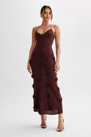 Suki Crochet Maxi Dress with Floral Appliqué, Cuavan