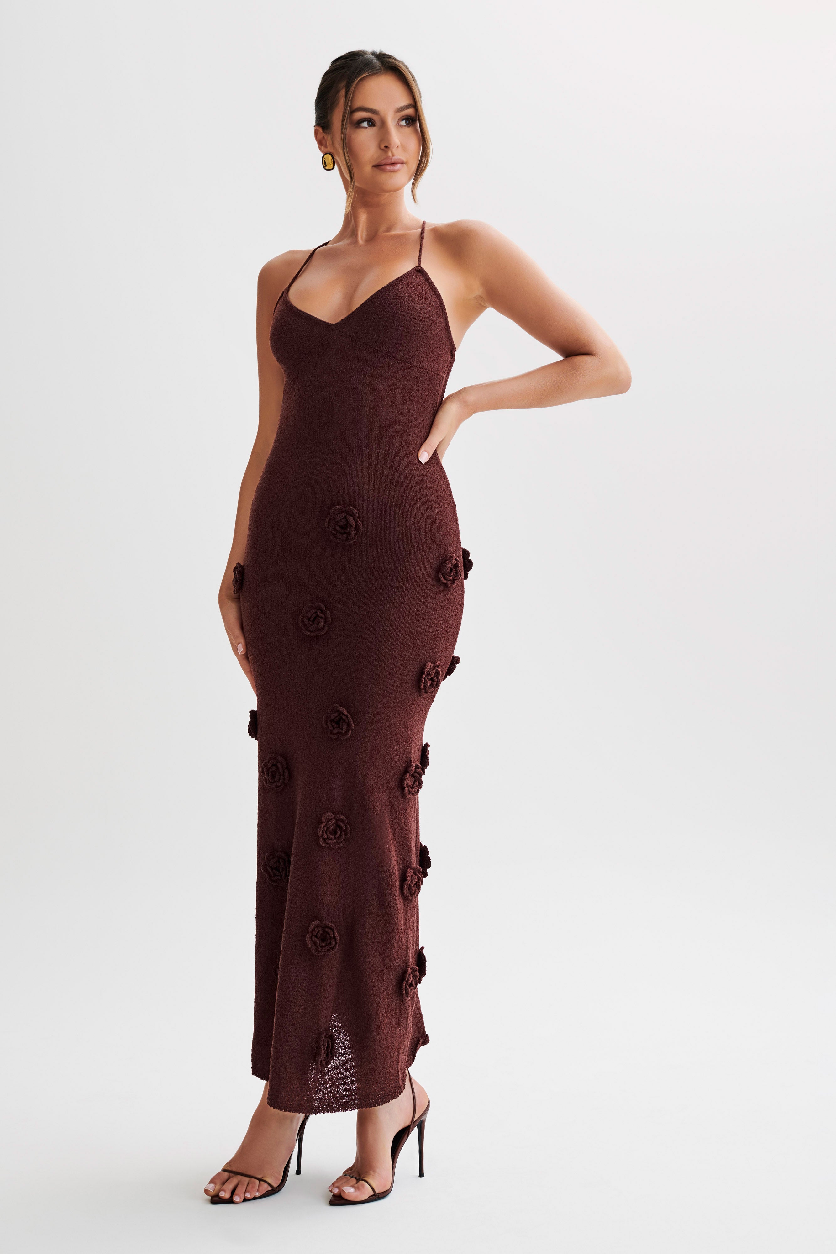 Suki Crochet Maxi Dress with Floral Appliqué, Cuavan