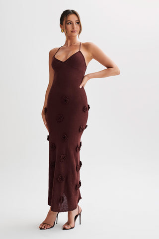 Suki Crochet Maxi Dress with Floral Appliqué, Cuavan