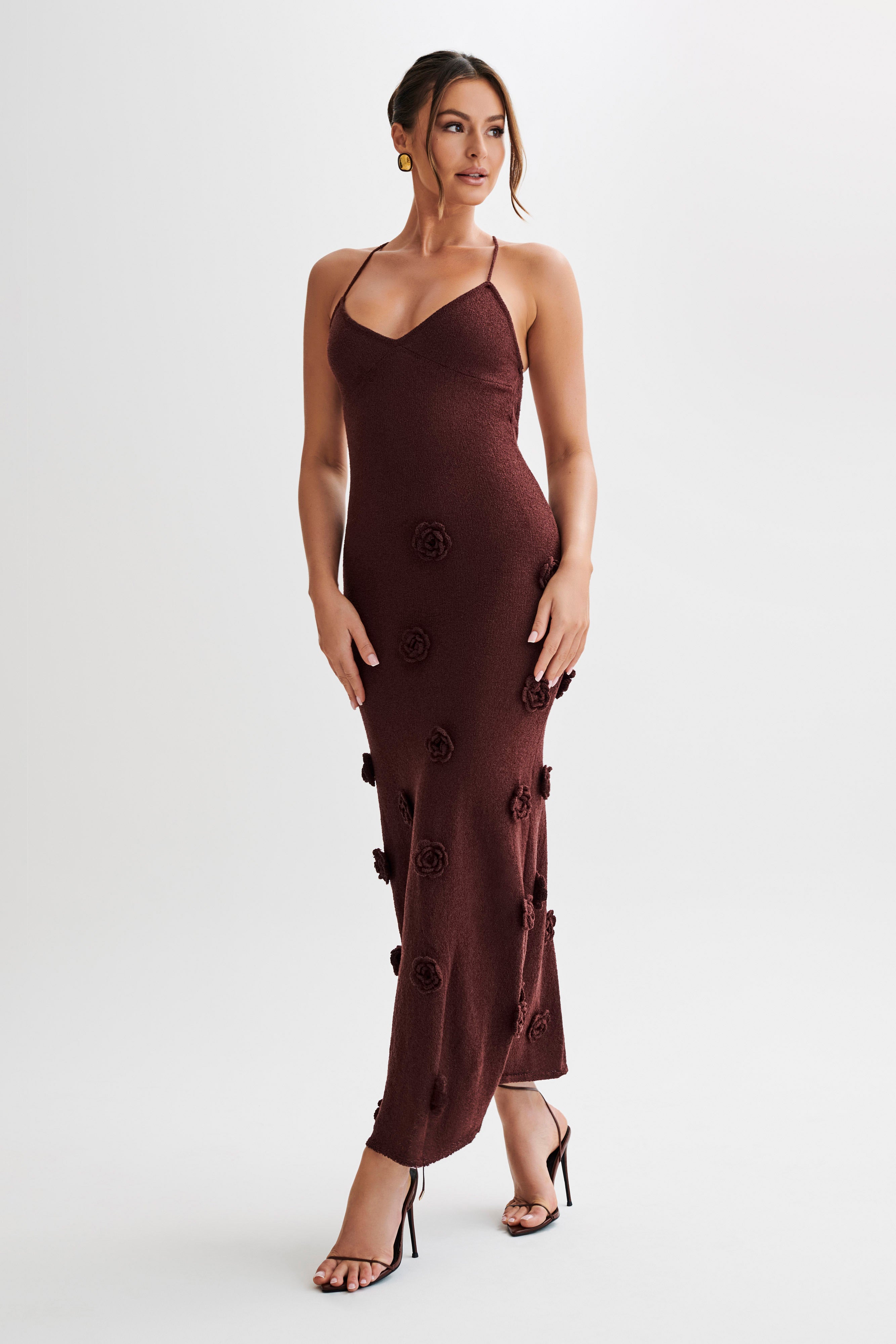 Suki Crochet Maxi Dress with Floral Appliqué, Cuavan