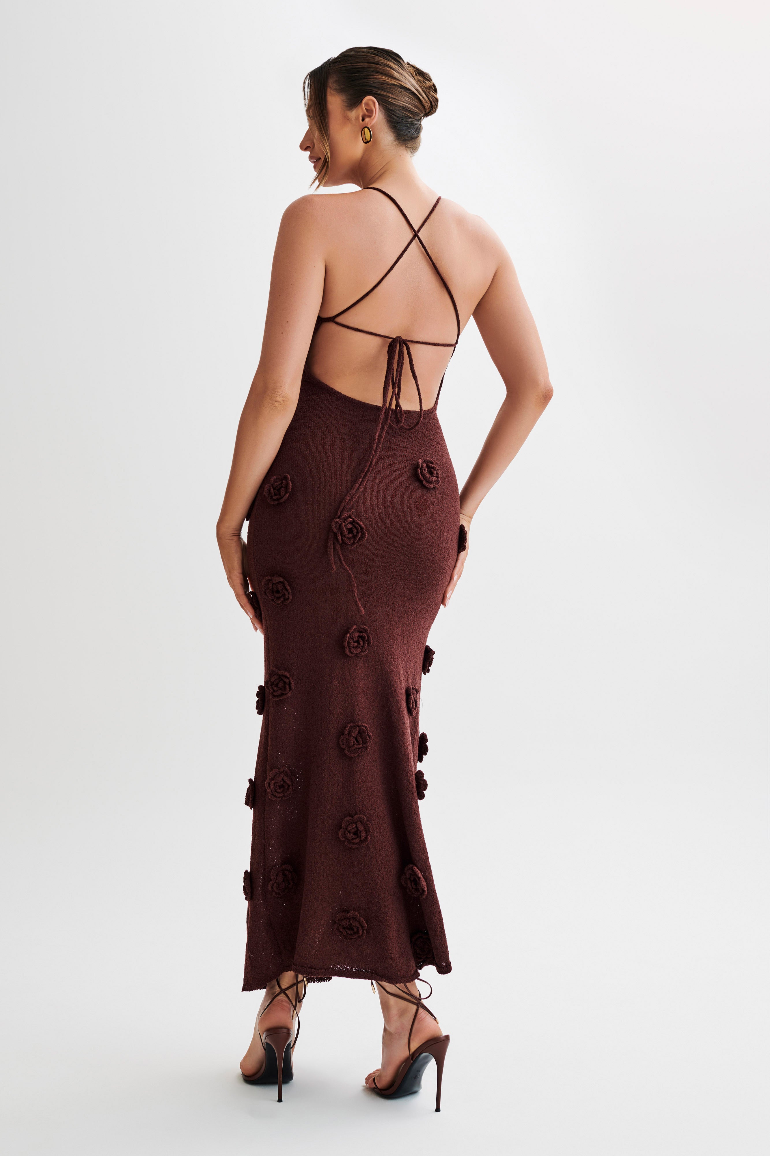 Suki Crochet Maxi Dress with Floral Appliqué, Cuavan