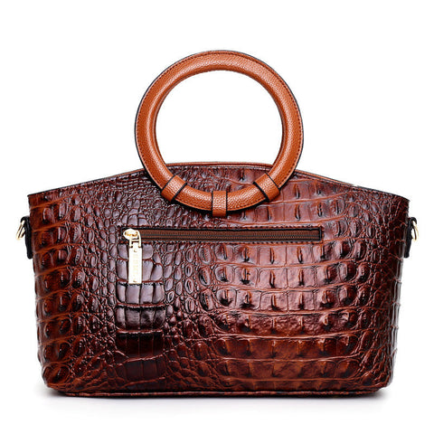Vintage Crocodile-Embossed Leather Bag