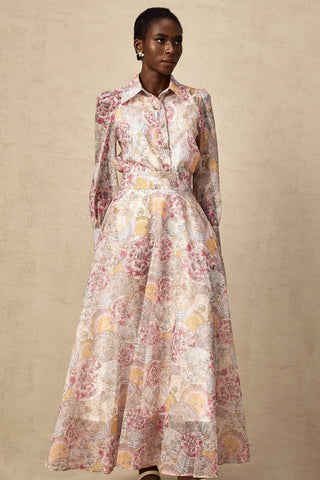 Cherry Patterned Shirt and Skirt Set — Pink