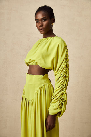 Émilie Smocked Top and Skirt Set — Lime Green