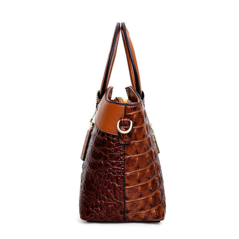 Vintage Crocodile-Embossed Leather Bag