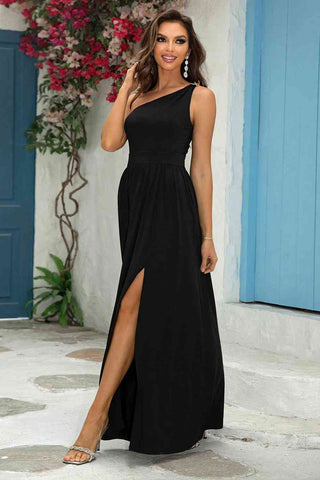 One-Shoulder Split Maxi Dress, Cuavan