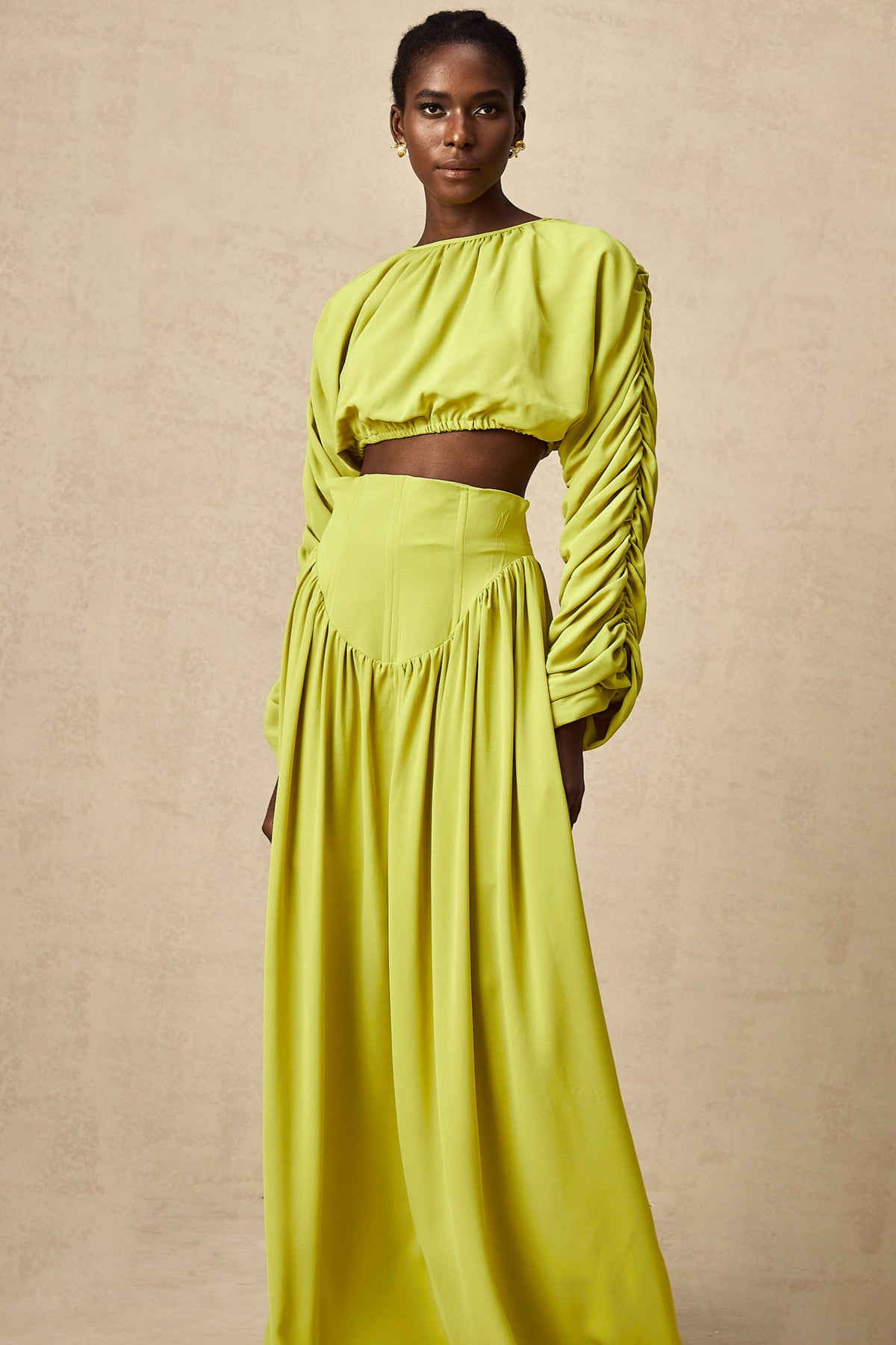 Émilie Smocked Top and Skirt Set — Lime Green