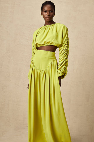 Émilie Smocked Top and Skirt Set — Lime Green