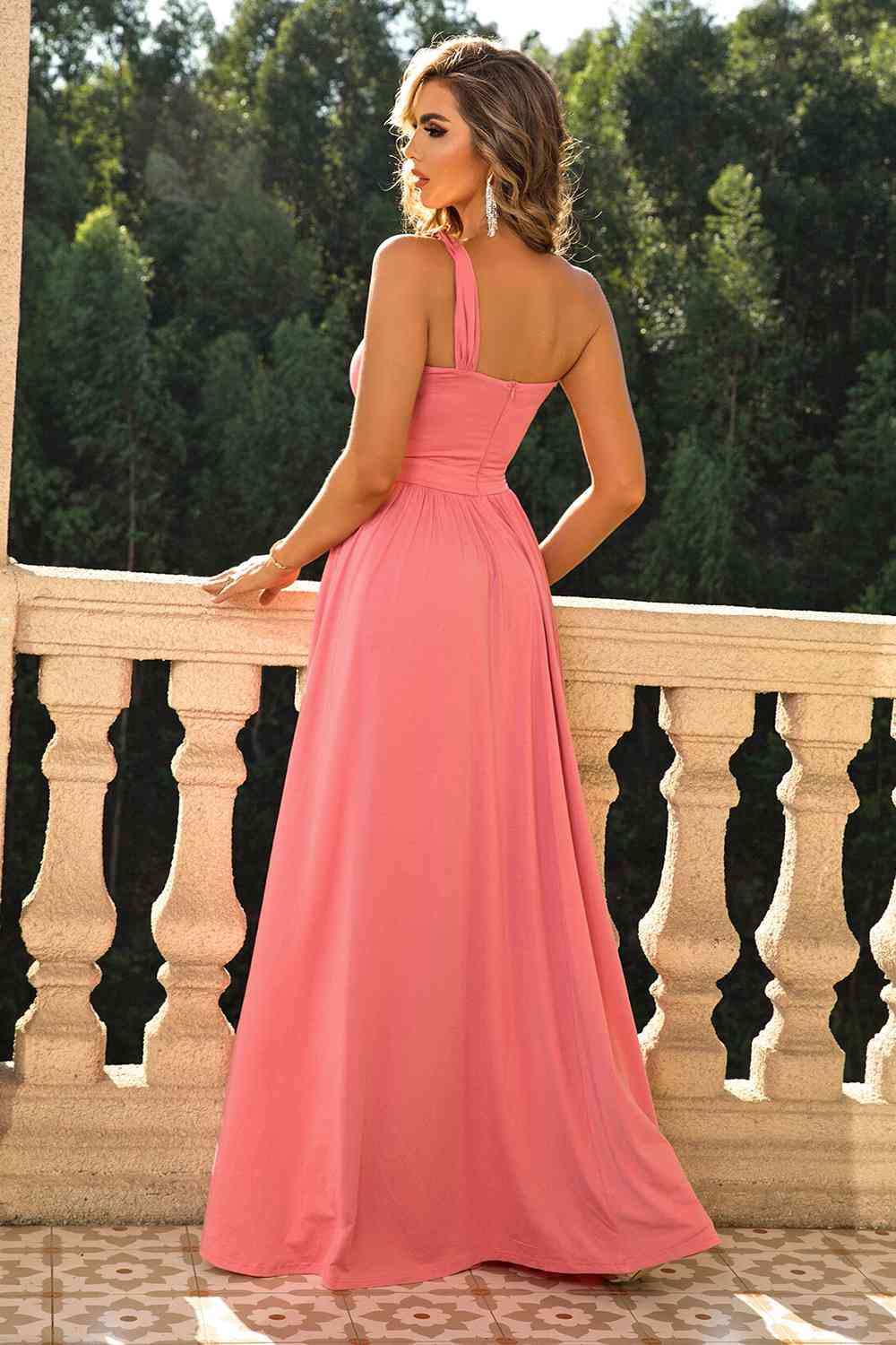 One-Shoulder Split Maxi Dress, Cuavan