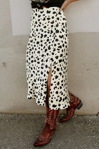 Slit Printed Midi Skirt, Cuavan