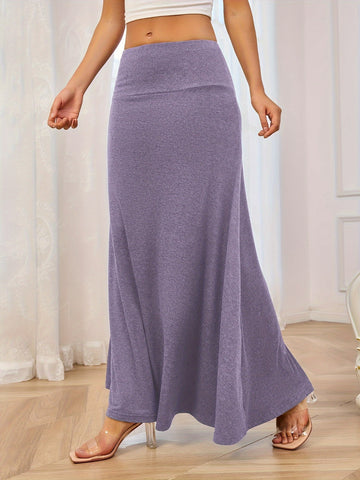Elastic Waist Maxi Skirt, Cuavan