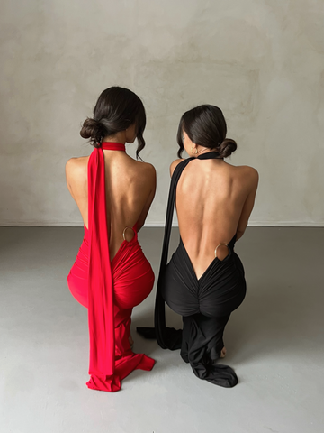 Garze Backless Maxi Dress — Red, Cuavan
