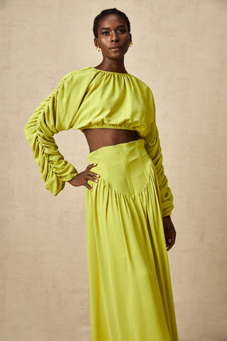 Émilie Smocked Top and Skirt Set — Lime Green