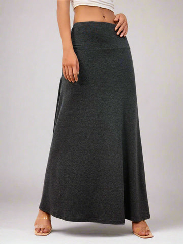 Elastic Waist Maxi Skirt, Cuavan