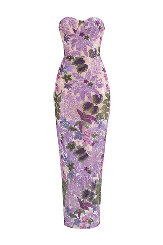 Kevin Embroidered Sequin Maxi Dress — Purple, Cuavan