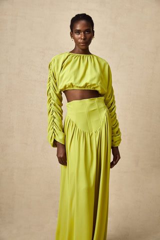 Émilie Smocked Top and Skirt Set — Lime Green