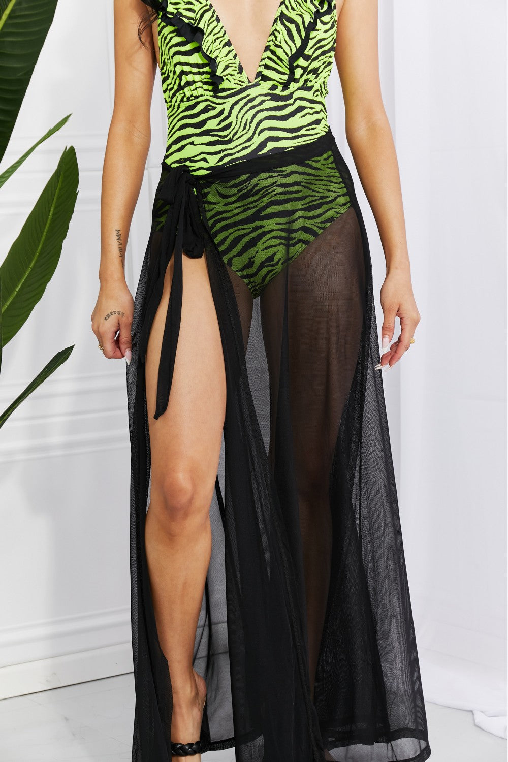 Beach Is My Runway Mesh Wrap Cover-Up Skirt, Cuavan