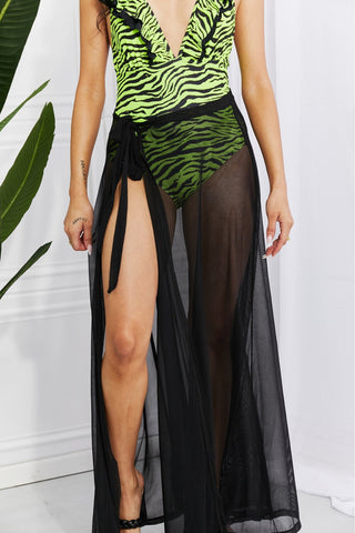 Beach Is My Runway Mesh Wrap Cover-Up Skirt, Cuavan