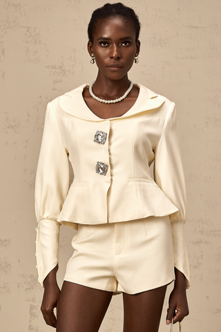 Iselin Crystal-Studded Jacket and Shorts Set